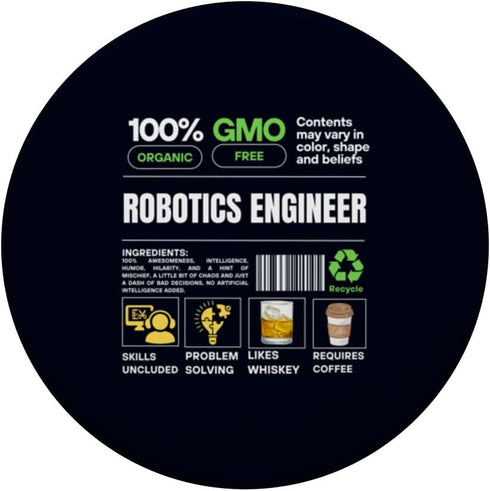 Robotics Engineer Profession Job Label Skills Coffee Whiskey PopSockets Standard PopGrip