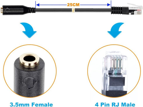 VoiceJoy Standard 3.5mm Jack Smartphone Headset Adapter Cable Converter to RJ9 Plug for Cisco Unified Office Telephones