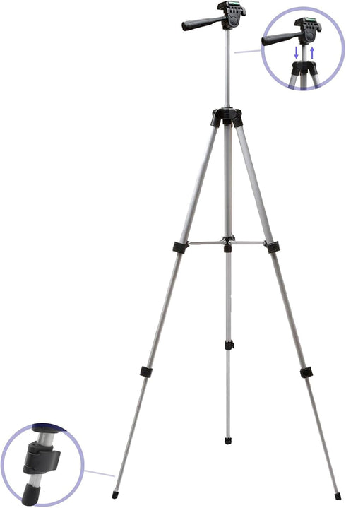 Acuvar 50 Inch 3-Way Lightweight Camera Tripod with Pan & Tilt Head Aluminum DSLR Tripod Stand with Quick Release Plate