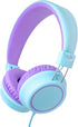 Lightweight Wired Kids Headphones with Microphone, Foldable Design, In-Line Control for Tablets, Chromebooks, iPad -