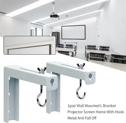 XuYelora 44 lbs(Color:White) Projector Screen Wall Mount L-Brackets, Adjustable Extension with Hook Universal Projector