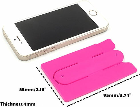 Card Holder with Cell Phone Stand, Stick-on Silicon Rubber Smartphone Sleeve Support Wallet (6pcs)