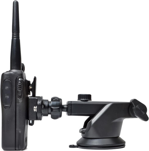 TWAYRDIO Windshield or Dash Mount for Handheld Radio - Adjustable Length Suction Cup Holder Bracket for Walkie Talkies