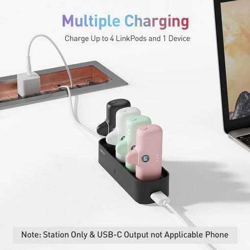 iWALK Charger Station for Portable Chargers - 4500mAh, 4800mAh, 5000mAh Family-Sized USB-C Charging Station, Black