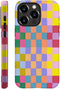 SEized Happy Colorful Checkerboard Case for iPhone 13 Pro, Durable Protection for Girl Women Boy Men
