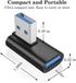 AuviPal 90 Degree USB 3.1 Adapter (2 Pack), Right and Left Angle USB A Male to Female Connector Extender