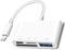 Lightning to SD Card Reader | 4 in 1 Memory Card Adapter for iPhone | USB Female OTG, Compatible with SD/TF Cards