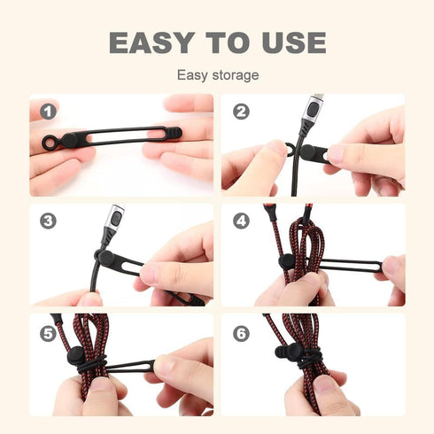 10Pcs 2026 (10pcs) Silicone Cable Ties, New Data Cable Organizer, Silicone Cable Ties Cable Management Organizer, Cable
