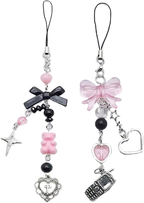 cioatu 1-4PCS Cute Phone Charms Aesthetic Y2K Cell Phone Charms Strap Strawberry Butterfly