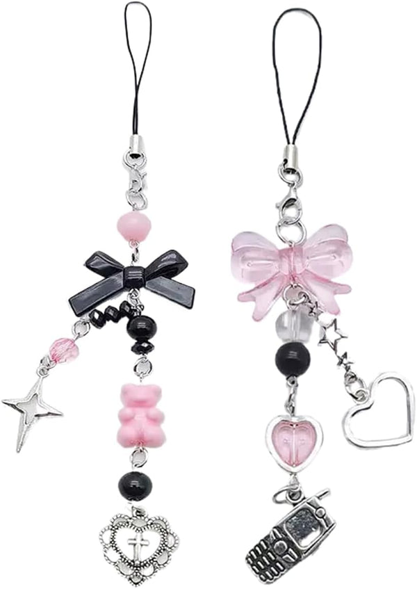 cioatu 1-4PCS Cute Phone Charms Aesthetic Y2K Cell Phone Charms Strap Strawberry Butterfly