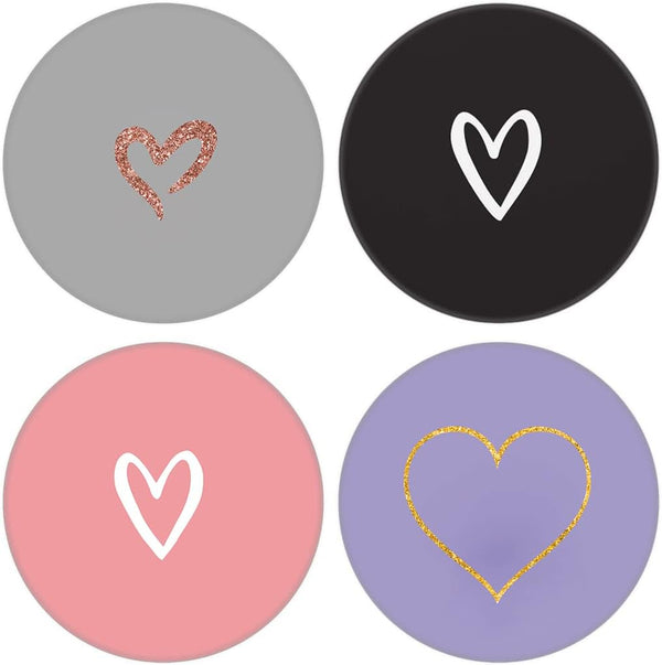 4 Pack/Foldable Finger Cell Phone Stand, Grip Holder for Smartphone - White Rose Gold Heart Purple Black Pink