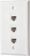 IBL White Cat6 Keystone Ethernet Wall Plate Female to Female - 3 Port