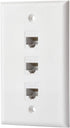 IBL White Cat6 Keystone Ethernet Wall Plate Female to Female - 3 Port