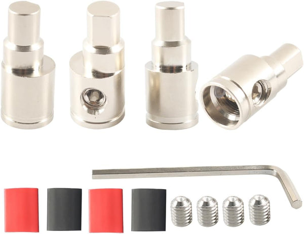 Car Audio Amplifier Input Reducer 0 Gauge to 0 Gauge Wire Reducer, Nickel Plated Brass 4PCS