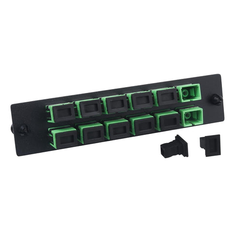 Xunsomten 2pcs 12 Fiber SC to SC APC Single Mode Fiber Patch Panel with Coupler Adapter Connectors