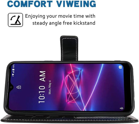 Compatible Coolpad Legacy Brisa Wallet Case, Leather Flip Cover with Wrist Strap, Card Holder for CP3706AS