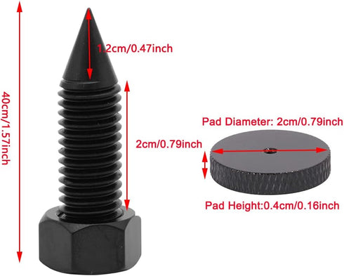 Flushbay 4 Pack Speaker Spikes, Adjustable Floor Protectors, M10 Black for Subwoofer, Turntable, Recorder