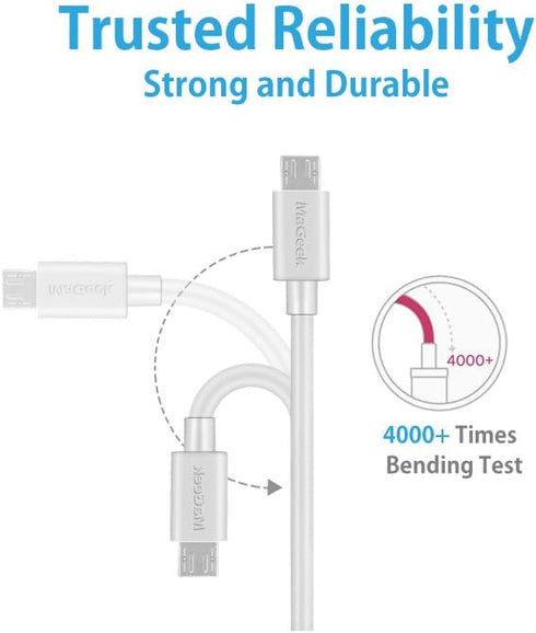 Premium 10ft Micro USB Cable - High Speed USB 2.0 A Male to Micro B for Samsung, HTC, LG, Google & More (White)