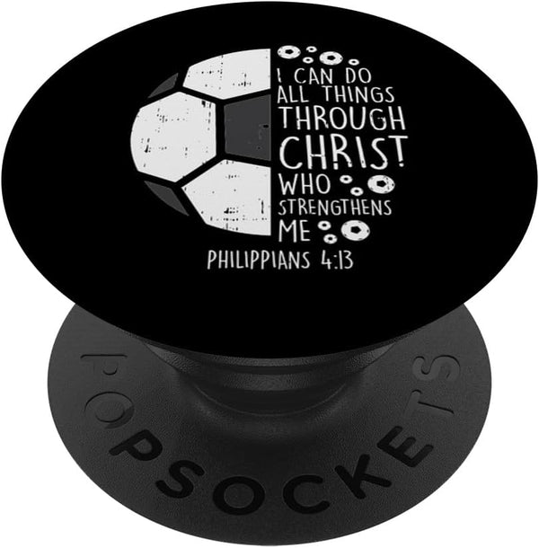 Soccer Football "I Can Do Things" Bible God Jesus Gift, PopSockets Standard PopGrip