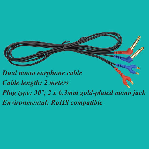 Audiometer Headphone Earphone Cable for TDH39 & DD45 Audiometric Headsets with Gold-Plated 2 x 6.35 mm Mono Jack
