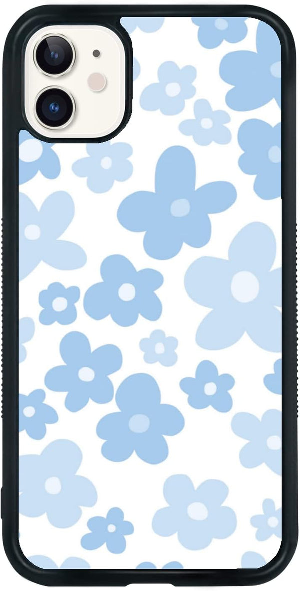 iPhone 11 Case - Light Blue Flower Shockproof Protective TPU Cute Blue Floral Design for Men Girls Women Boys - Bloom