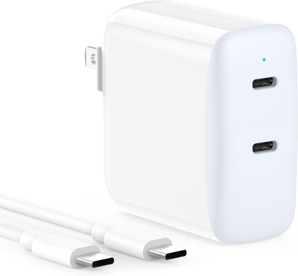 40W Dual USB C Charger for iPad Pro 13, 12.9, 11 inch 2024-2019, iPad Air 5/4, Mini 6, iPhone 15, 2 x 20W Charger