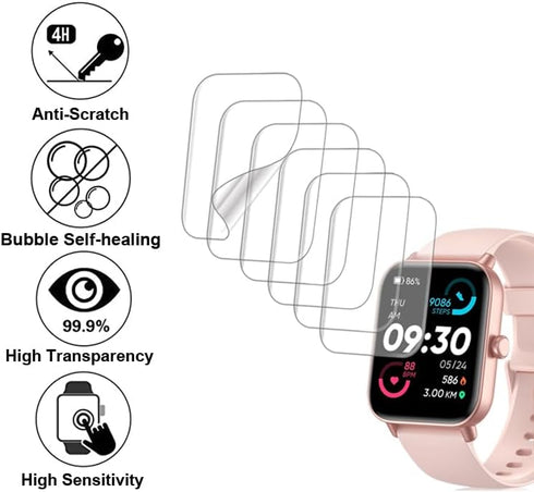 Screen Protector Compatible with IDW19 1.8” MILOUZ aeac KALINCO Quican Hoowel Veryfit Smart Watch, Soft TPU, 6-pack