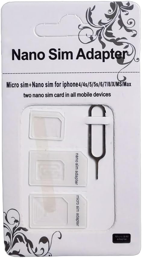Granvela SIM Card Adapter, 4-in-1 SIM Converter Kit Nano/Micro/Standard with Tray Eject Pin
