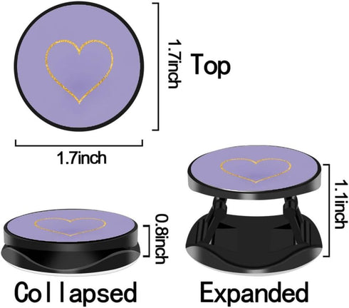 4 Pack Phone Grip, Cell Phone Holder for Smartphone, Finger Expanding Kickstand - Gray Rose Gold Purple Black Pink Heart