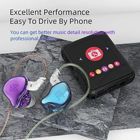 KZ EDC in-Ear Monitors, HiFi Stereo IEM Wired Noise Isolating Sport Earphones for Musician Audiophile (Blue Purple)