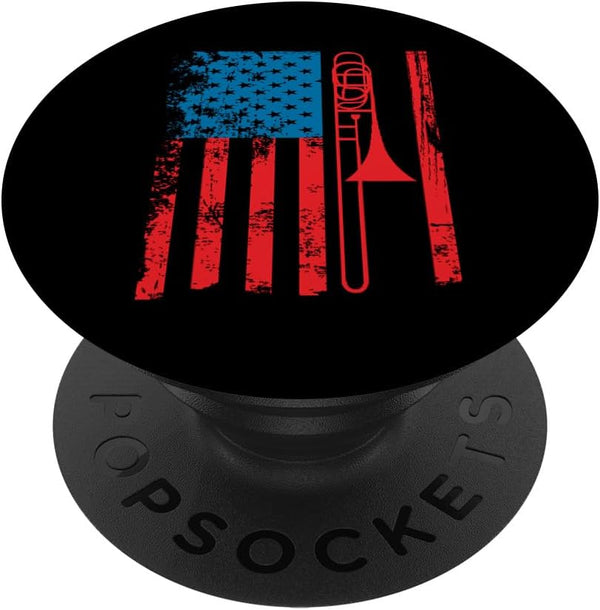 Trombone Player USA Flag Gift Accessories for Men Women PopSockets: Standard PopGrip