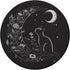 Cat Sitting on Crescent Moon Flowers Stars Drawing PopSockets Standard PopGrip