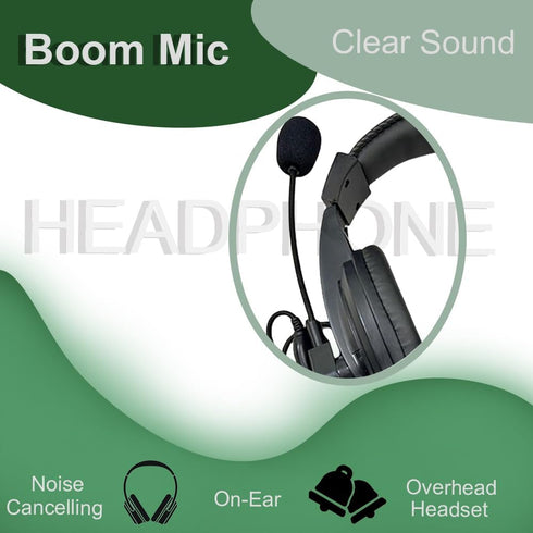 SHIQUN Two Way Radio T465 Overhead Headsets with Boom Mic, Noise Cancelling Adjustable for Gym VOX-PTT On-Ear