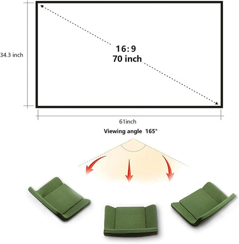 Yandood 16:9 4K (70 inch) Foldable Projector Screen with Stainless Steel Telescopic Rod Combination Frame HD