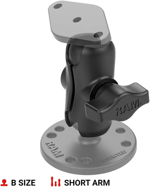 RAM Mounts RAP-B-201U-A Composite Double Socket Arm - Short Arm for B Size 1" Ball Components