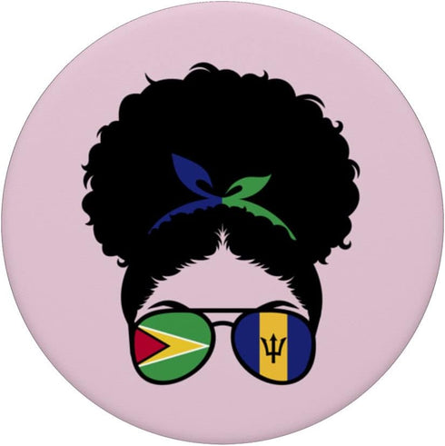 Half Guyanese Half Bajan Afro Bun PopSockets Swappable PopGrip
