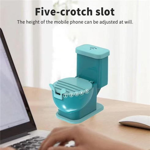 Novelty Toilet Shaped Cellphone Holder, Funny Phone Stand, Peacock Blue Stupid Gifts, Hilarious Cellphone Stand