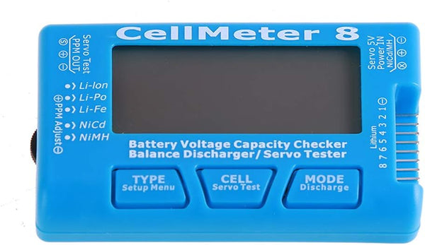RC CellMeter 8 Digital Battery Capacity Checker for 1S-8S LiPo Life Li-ion NiMH Nicd Voltage Testing