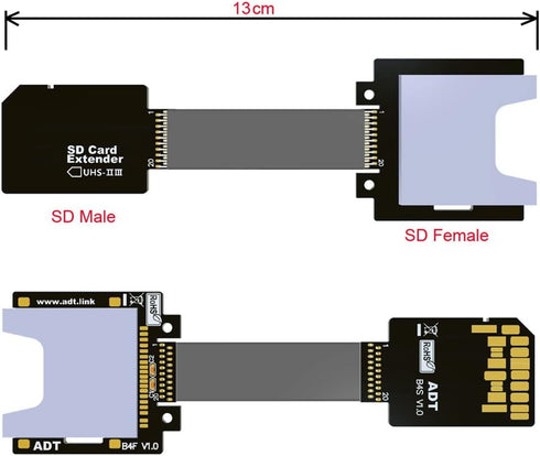 xiwai SD Male Extender to SD Card Female Extension Cable Adapter, Flexible SD/SDHC/SDXC UHS-III