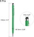 MECCANIXITY 6pcs Metal Stylus Pen Ballpoint Pen 2 in 1 Universal Retractable Ink Pen with Stylus Tips for All Capacitive Touch Screen Device, Green
