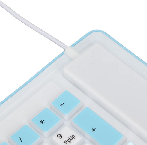 Sanpyl USB Wired Keyboard, 103 Keys Foldable Silicone Keyboard, Waterproof Mute Roll Up for PC Laptop (Blue)