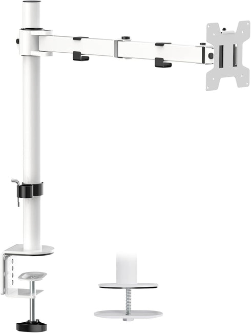 WALI Monitor Arm Mount for Desk, Single Computer Desk Mount, Up to 32 Inch, 22 lbs, White (M001-W)