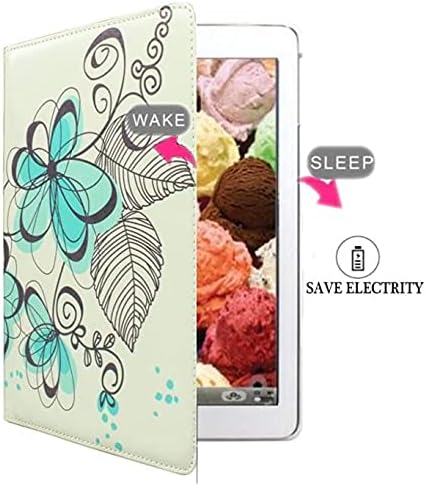 Case for iPad Air 1st Generation Models A1474 A1475 A1476, 360 Rotating Stand with Wake Up/Sleep Function, Art Flower