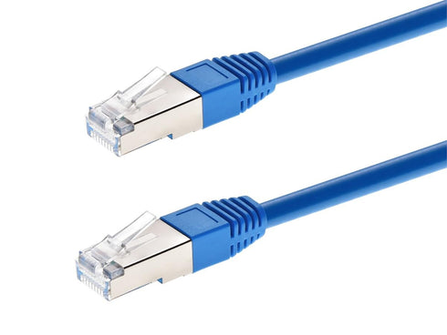Monoprice Cat6A Ethernet Cable, 2ft, Blue, Double Shielded (S/FTP) 26AWG, 10G, Molded RJ45