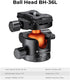 K&F Concept 36mm Metal Tripod Ball Head, 360° Rotating Panoramic with Quick Release Plate