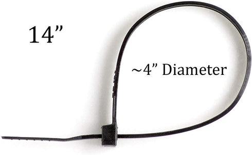 THE CIMPLE CO 14 Inch Black Nylon Zip Ties (Wire, Cable Ties) - Strong, Indoor and Outdoor Rated, 100 Pack