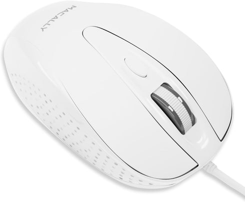 Macally USB Wired Mouse - 3 Button, Scroll Wheel, 5 Foot Long Cord, Compatible with Apple and Windows