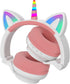 Unicorn Kids Headphones for Girls, Foldable Bluetooth Headphones for Toddlers, Light Up Wireless Headphones for
