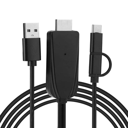 Micro USB/Type-C Adapter HDMI Cable, 1080P Bluetooth Same Screen Cable for Android Mobile Phone to HDMI TV, Monitor