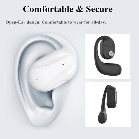 Open Ear Bluetooth Headphone, Wireless Earpiece with Earhook, Single on Ear Headset, Up to 15 Hours Talk Time
